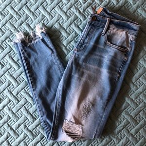 Driftwood distressed cropped jeans